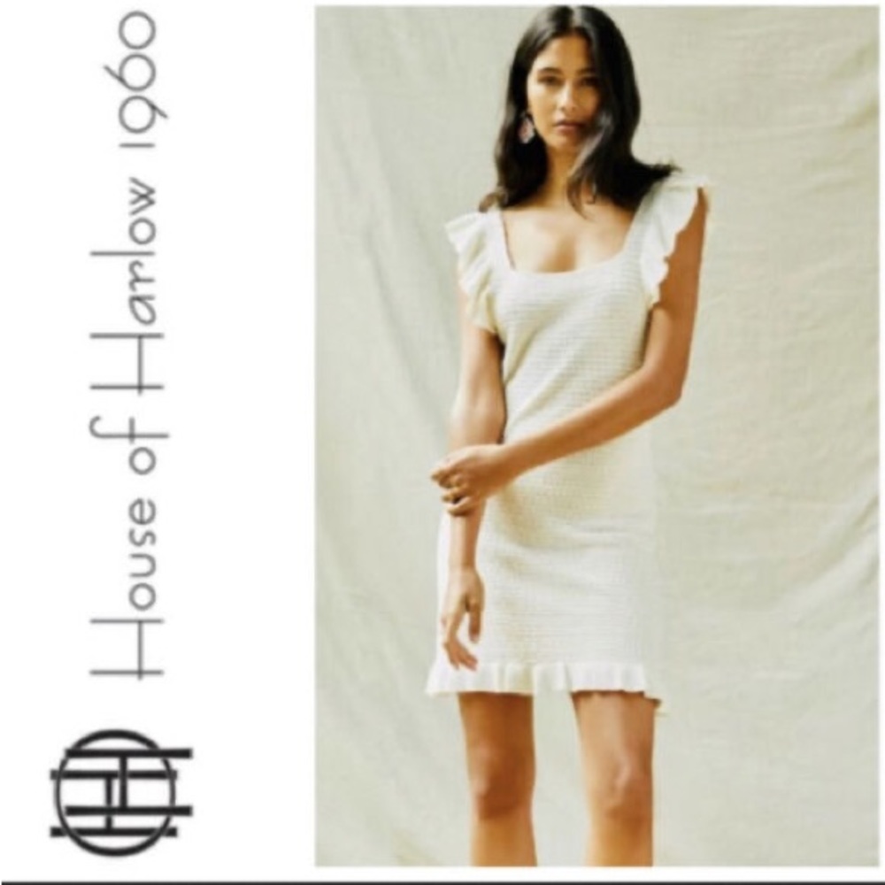 House of Harlow 1960 cream ruffle dress